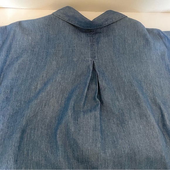 Hester & Orchard Chambray Blue Women's Blouse Shirt Tie Button Front Size Large - Picture 10 of 16